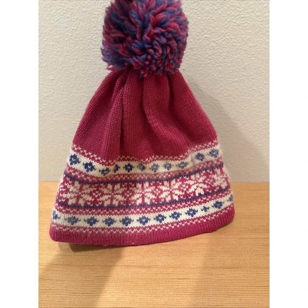 Vintage Hat Wool Ski Hat Pink Purple White Beanie USA Handmade Top‎ Notch Knits